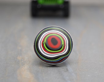 Fordite Ring, Size 10, Detroit Agate, Modern Statement Jewelry, Genuine Fordite, Unique Ring, Sterling Silver, Handmade Artisan Ring