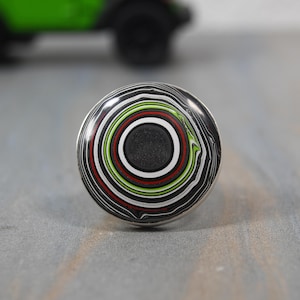 Handgemaakte Fordite-ring: Detroit-agaat sterlingzilveren statement-sieraden, maat 10