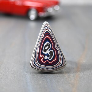 Bague fordite : agate de Detroit, bague artisanale moderne en argent sterling, taille 6,5