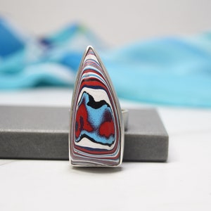 Bague en argent sterling fordite : bijoux artisanaux en agate de Detroit, taille 7,5