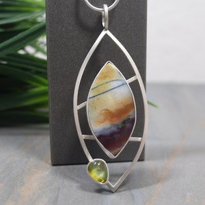 Opalized Wood Pendant, Sterling Silver, One Of A Kind Design, Modernist Style, Handmade Artisan Pendant