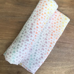 Muslin Baby Blanket, Heart Baby Swaddle, 100% Cotton Double Gauze, Summer Receiving Blanket, Breathable Nursing Cover, Gift, QUICK SHIP