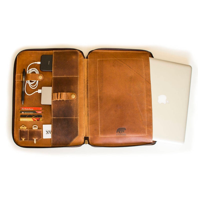 13 Buffalo Leather Laptop / Document Portfolio afbeelding 4