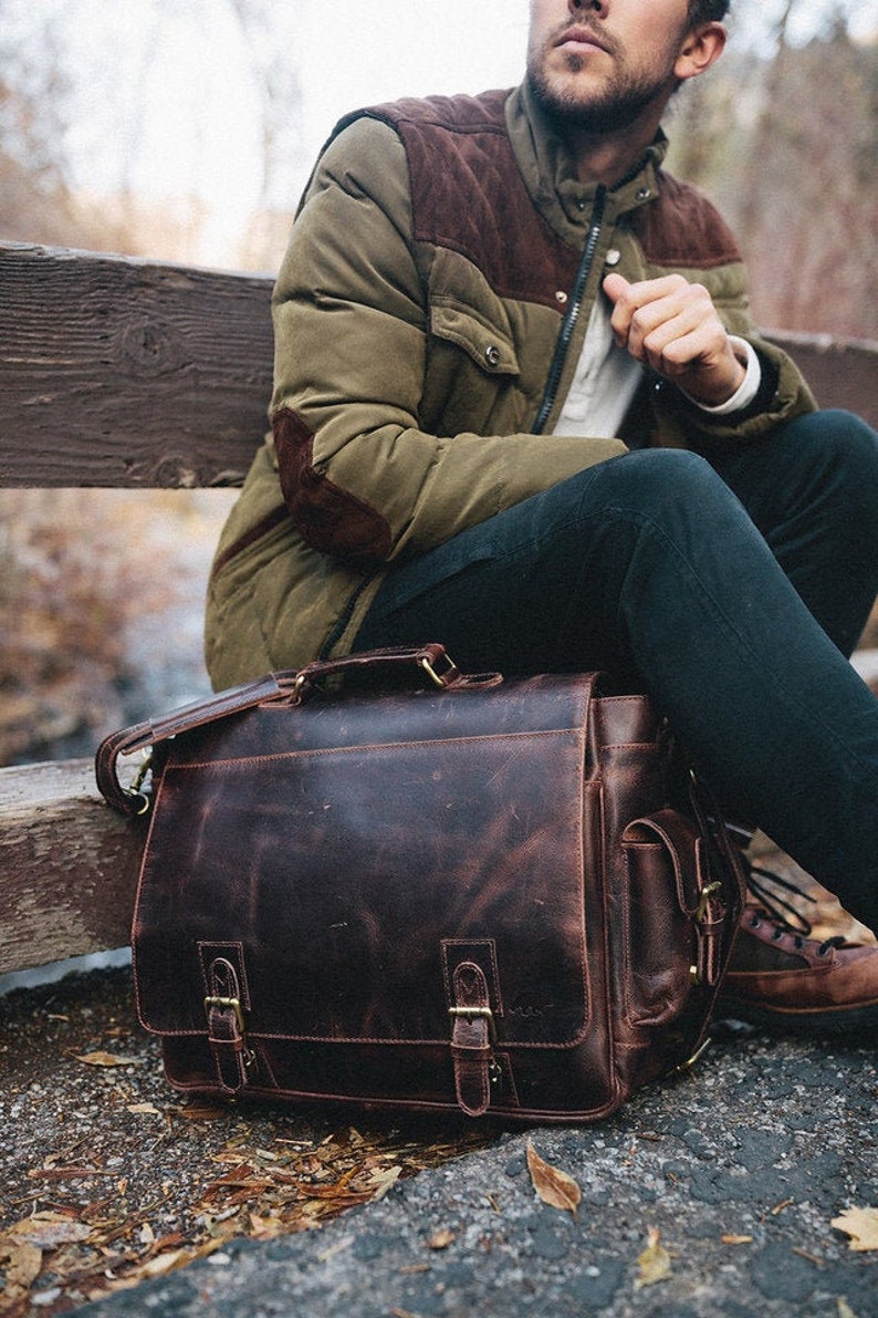 Sitka Leather Messenger Dark Walnut