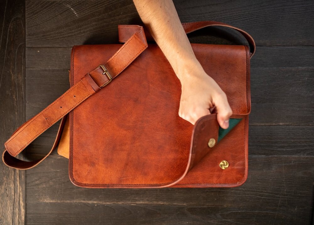 Kodiak Leather Messenger Bag Etsy