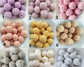 16MM - 2 5 10 20 balls of wood covered in crochet- 2 5 10 20 crochet beads 16mm-2 5 10 20 holz h 39 kelperlen 16MM- Boules in crochet 16mm