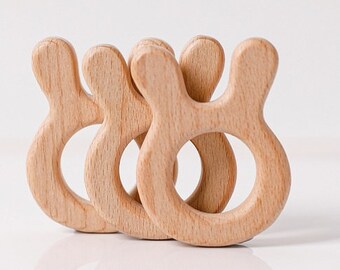 Beech wood teethers RABBIT - Beech Wood teether - Wooden teether - Wooden teether- Buchenholz holzbeissring- holzpielzeug - rattle