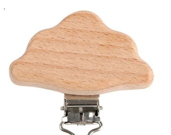 Beech wood DINO pacifier holder -beech wood pacifier clip -Buchenholz Schnullerkette -Clip sucette en bois de hêtre -Paci clips -