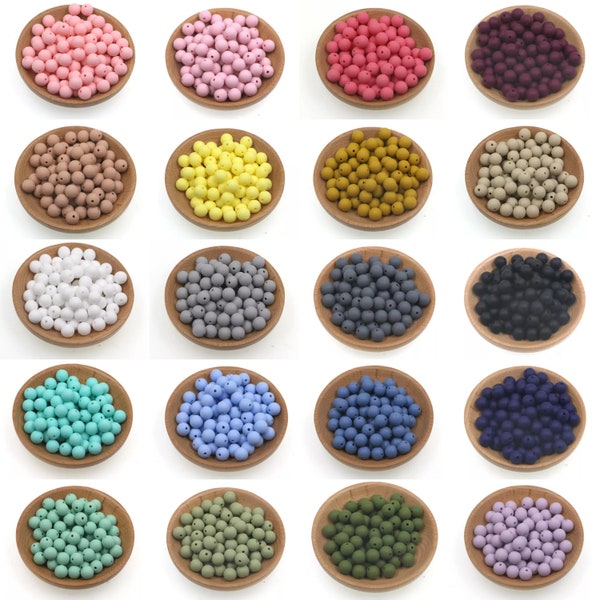 Perles de silicone 12MM 20 couleurs x 10 pcs -Perle de silicone 12MM - 10 boules en silicone - 10 Stück Silikonperlen 12mm - Perles de silicone