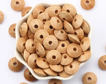 12*6MM - 10 beech wood abacuses - beech wood abacus beads - boules en Bois d'hêtre - Buchenholzperlen