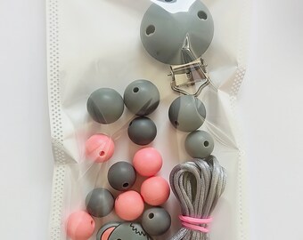 DIY Kit Silicone ball pacifier holder - Silicone beads pacifier clip -Silikon perlen Schnullerkette - Clip sucette en silicone