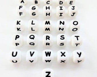Lettres silicone 12MM - Perles de lettres en silicone - Silikonbuchstaben - Perles de silicone - Alphabet silicone - Perles de lettres - Lettres en silicone