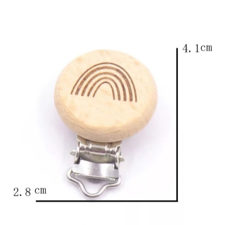 Beech wooden pacifier holder ARCO IRIS-beech wood pacifier clip Buchenholz Schnullerkette Clip sucette en bois de hêtre Paci clips image 2