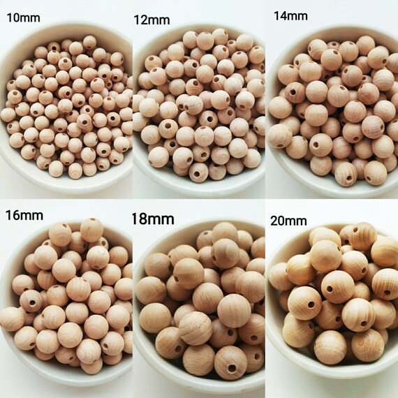 10/12/14/16/18/20MM bolas de madera de haya - beech wood round  beads - boules en Bois d' hêtre - Buchenholzperlen