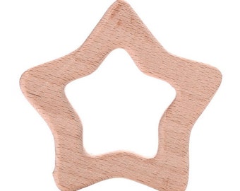 Beech wood teethers STAR - Beech Wood teether - Wooden teether - Buchenholz holzbeissring- holzpielzeug - rattle