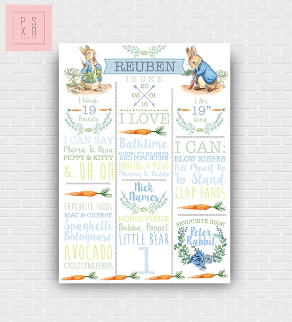 Tableau Du Premier Anniversaire De Peter Rabbit Souvenir Etsy