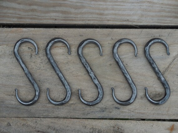 Set of 5 hand forged S hooks 4 Lacquer Blacksmith | Etsy