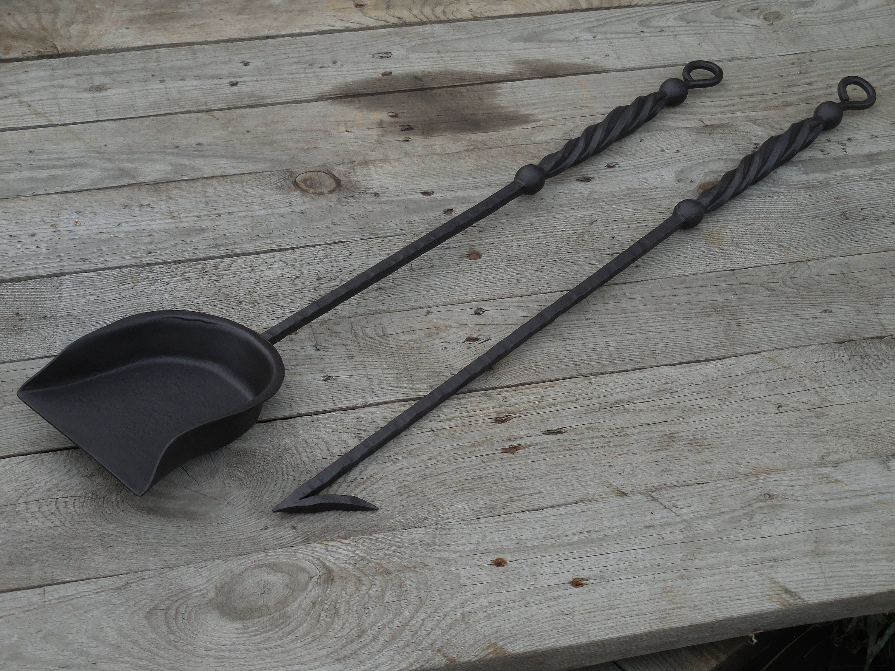 Set Of 1 Fireplace Poker And 1 Fireplace Shovel Wrought Iron Etsy