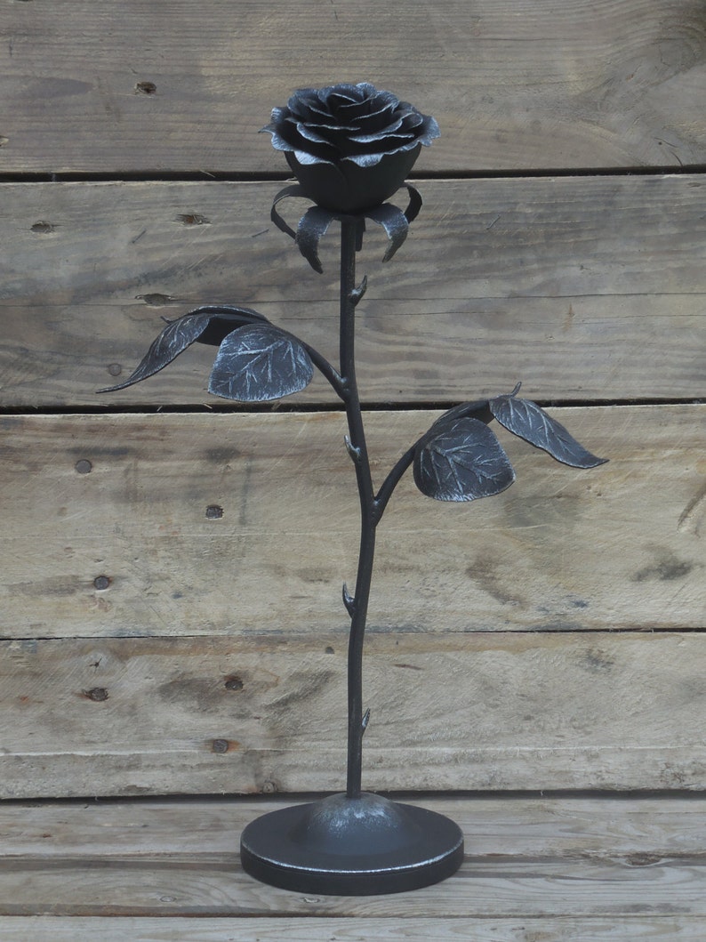 Hand rose on the stand Steel rose Iron flower Metal Etsy