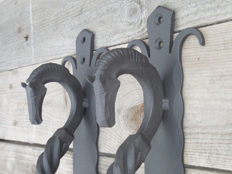 Horse/'s head Blacksmith made Entrance door pull handle Steel gate /& Shed handles medium Set of 2 hand forged door pulls Wrought iron