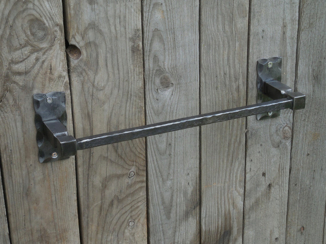Wrought iron towel bar Bathroom Accessories Wrought iron Etsy