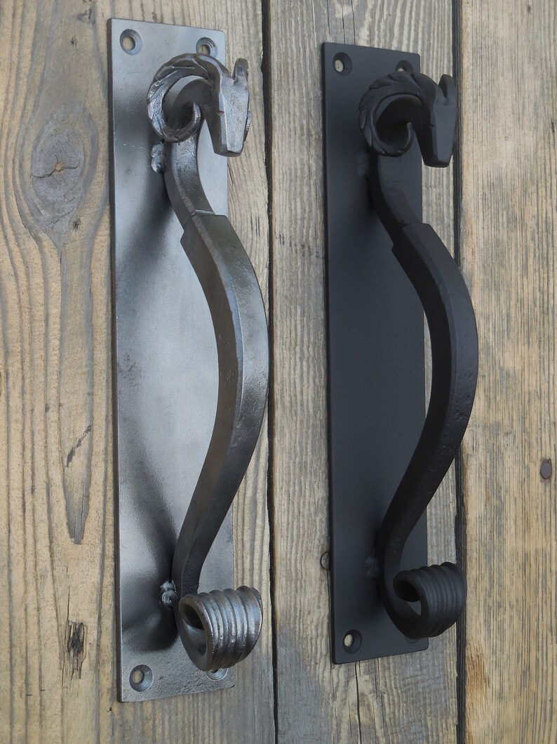 Set of 2 Iron Door Pulls Barn Door Pull Ram's Head Etsy Canada