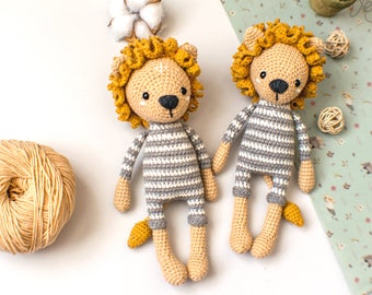 Giocattolo leone all'uncinetto, leone amigurumi, piccolo leone giocattolo, giocattolo per bambini