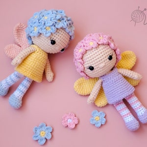 Boneca de crochê fada das flores, brinquedo de fada amigurumi