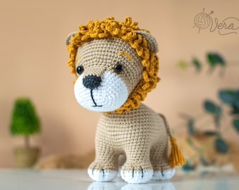 Giocattolo leone all'uncinetto, giocattolo leone imbottito all'uncinetto, giocattolo leone amigurumi