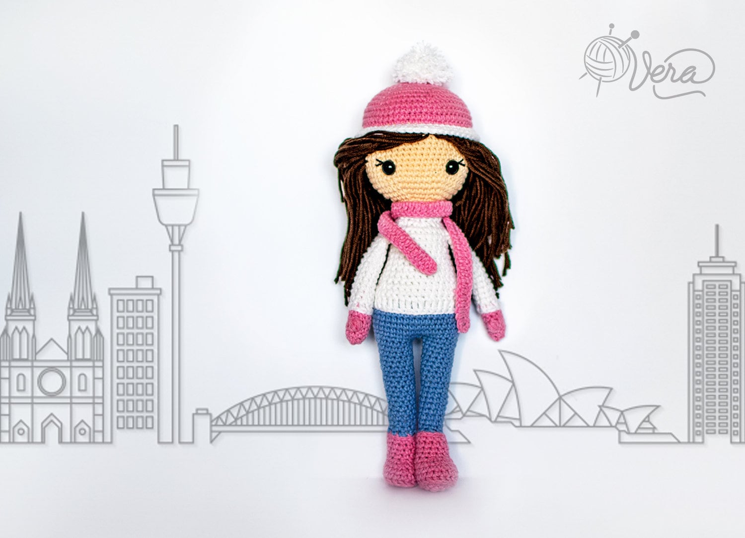 Handmade Crochet Doll with Fancy Blue Dress – Long-Haired Girl with Braids main image 0