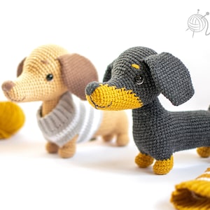 Crochet Dachshund Dog Toy, Crochet Dog Toy,  Amigurumi Sausage Dog, Handmade Dachshund Dog Toy