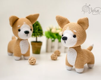Jouet pour chien corgi au crochet, jouet pour chien au crochet, chien amigurumi corgi, jouet pour chien corgi fait main