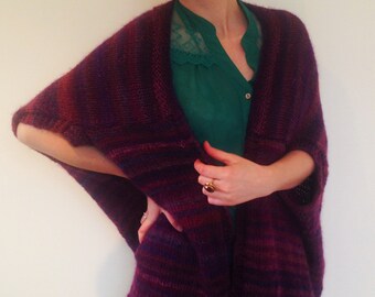 Hand knitted ladies vest - wrap, loose vest, handmade ladies vest, woman's poncho, wrap, spring jacket, spring vest