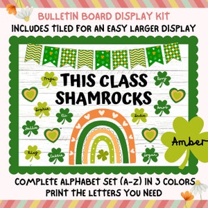 St Patricks Day Bulletin Board Kit, Shamrock Bulletin, St Patricks Class Names, March