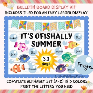 Summer Countdown Bulletin Board Kit, End Of Year Bulletin Board, Fish Beach Bulletin