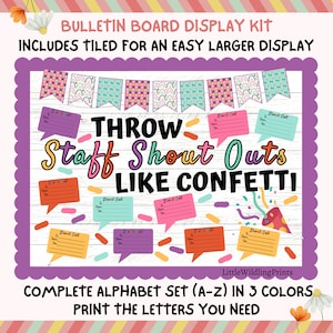 Shout Outs Bulletin Board Kit, Staff Appreciation Shout Out Card, Confetti Bulletin