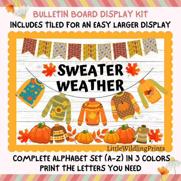 Fall, Sweater, Weather, Cosy, Autumn, Thanksgiving, Bulletin Board Kit