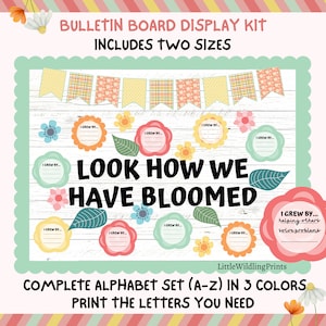 End Of Year Bulletin Board Kit, Summer Flowers Blooming Growth Bulletin Classroom Decor, Class Writing Activity
