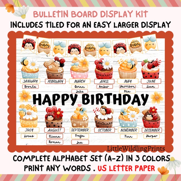 Printable Cupcakes Birthday Board Etsy Printable Cupcakes Birthday Board Etsy