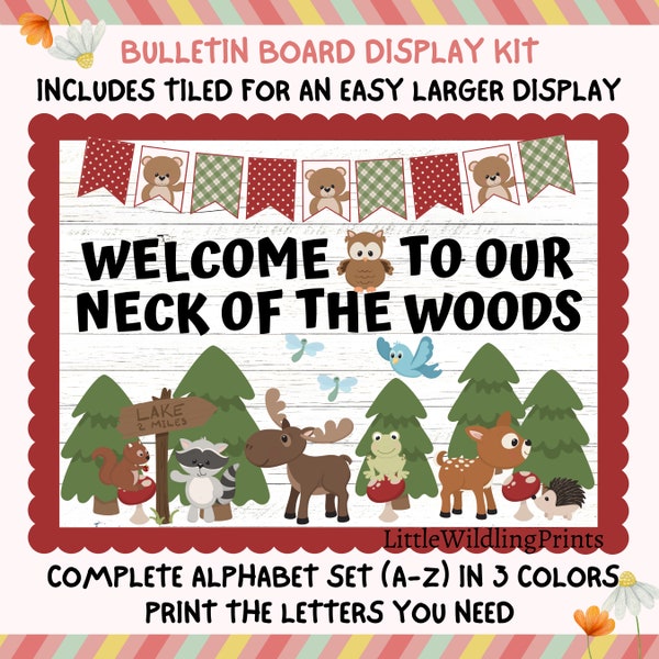 Woodland Animals Library Bulletin Board Kit, Adventure Campers Ranger Woods Camping Welcome Theme, Teacher Classroom Printable Decor