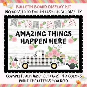 Black, White, Fall, Plaid, Farmhouse, Floral, Truck Bulletin Board Kit