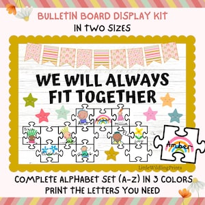 Fit Together Jigsaw Puzzle Pieces Bulletin Board Kit, Back To School Bulletin, Class Activity Display