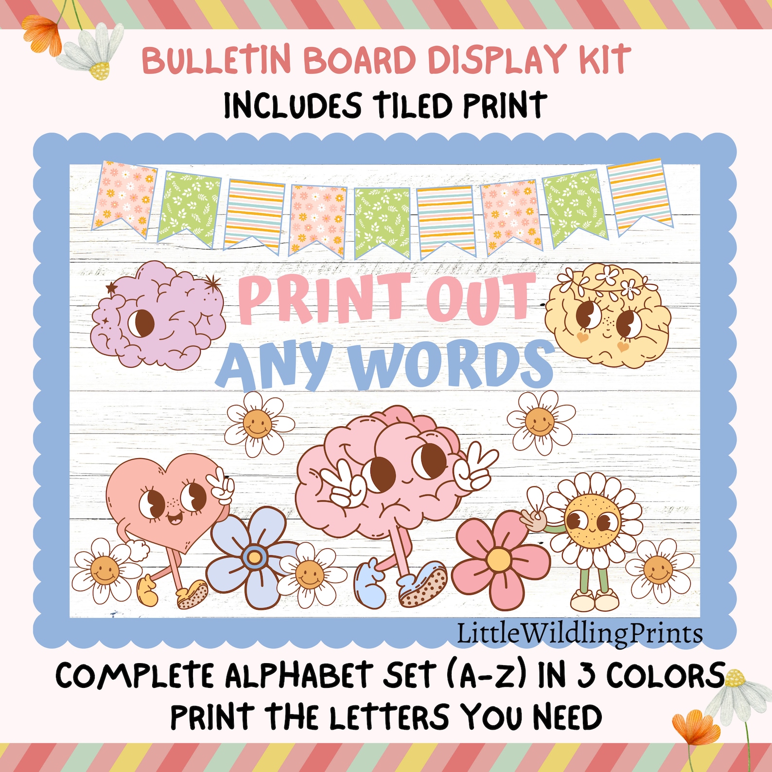 Retro Mental Health Matters Bulletin Board Kit, Mental Health Awareness ...