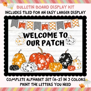 Black and White Pumpkins Bulletin Board Kit, Fall Halloween Classroom Decor October