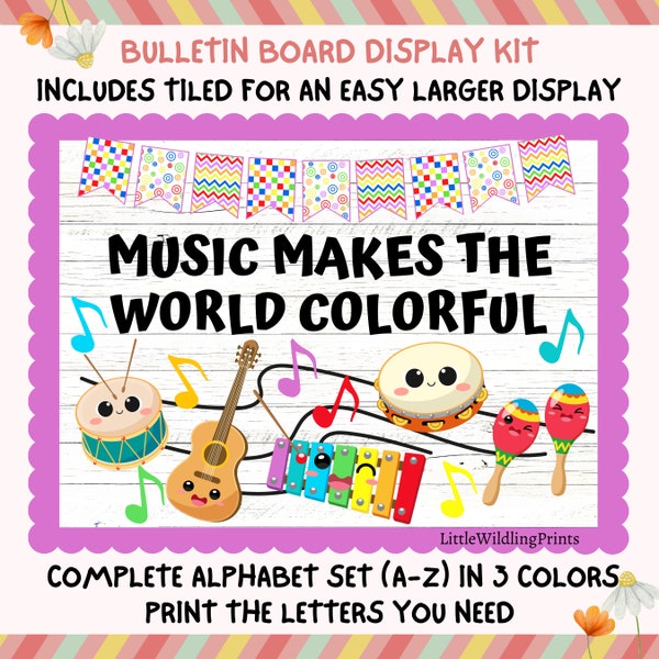 Music Bulletin Board Kit, Fun Colourful Positive Bulletin, Singing Musical Theatre Decor