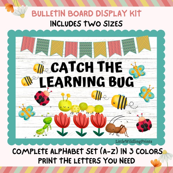 Bugs Insects Bulletin Board Kit, Spring Summer Learning Bug Class Decor