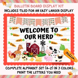 Farm Animals Back To School Bulletin Board Kit, Welcome To Our Herd Class Name Tags