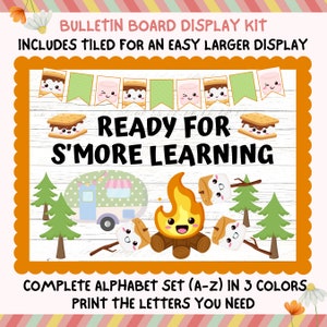 S'more Learning Campfire Bulletin Board Kit, Back To School Adventure Camping Theme - Teacher Classroom Printable Decor