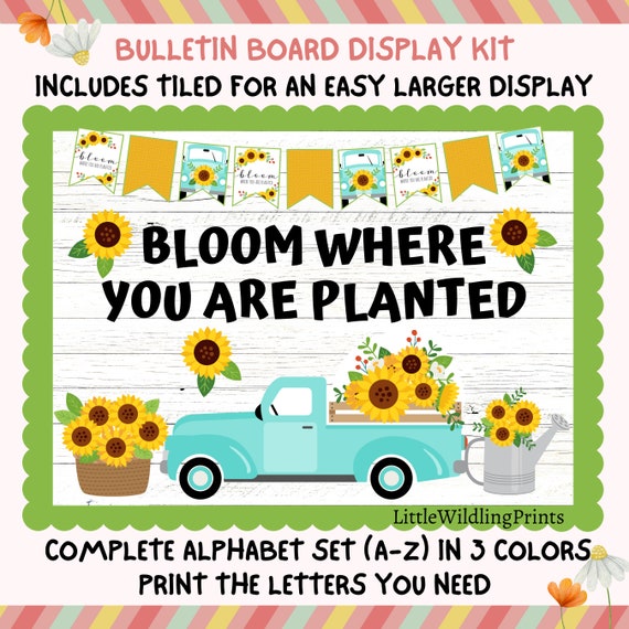 Summer Truck Bulletin Board Kit Sunflowers Pickup Bloom Etsy