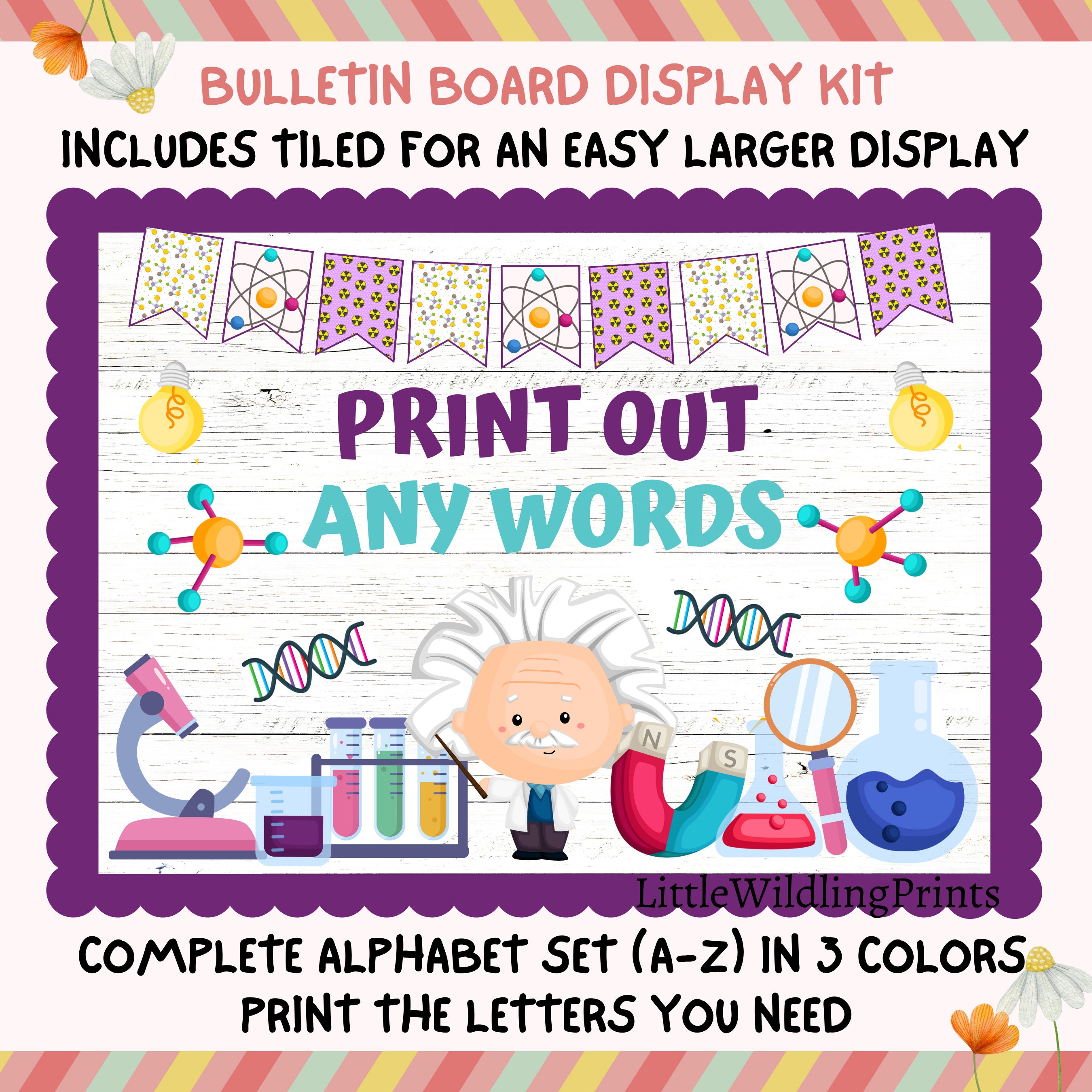 Mini Science Board Editable Science Bulletin Board Subject Scientist Experiment Display Kit Custom ...
